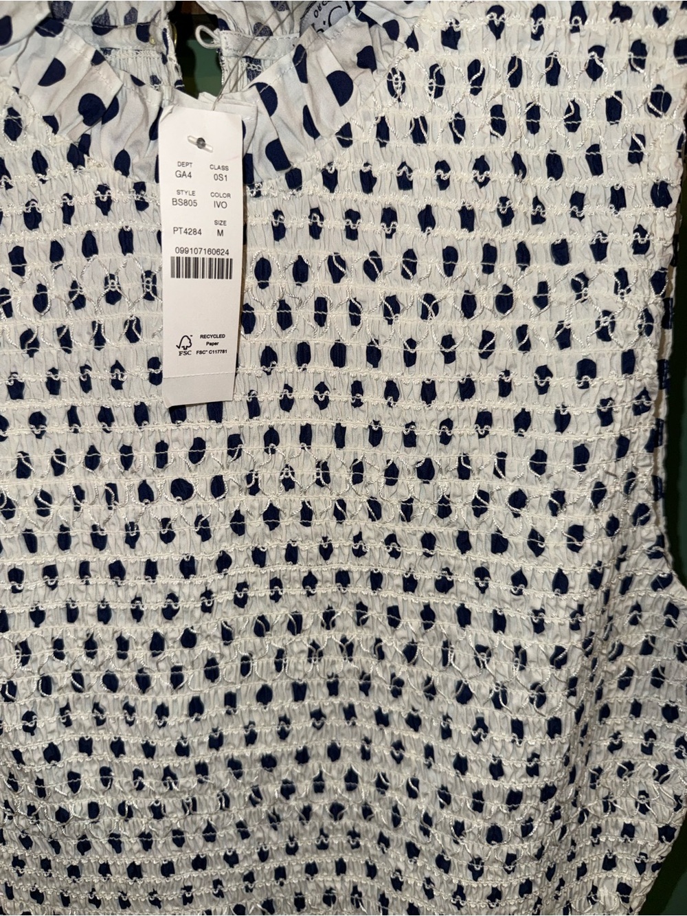 J. Crew drop waist Polka Dot Smocked Dress - Picture 5 of 6